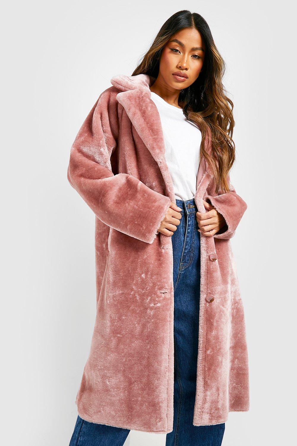 Textured Bonded Faux Fur Coat boohoo DK